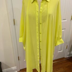 Vibrant Yellow Women's Button-Down Tunic